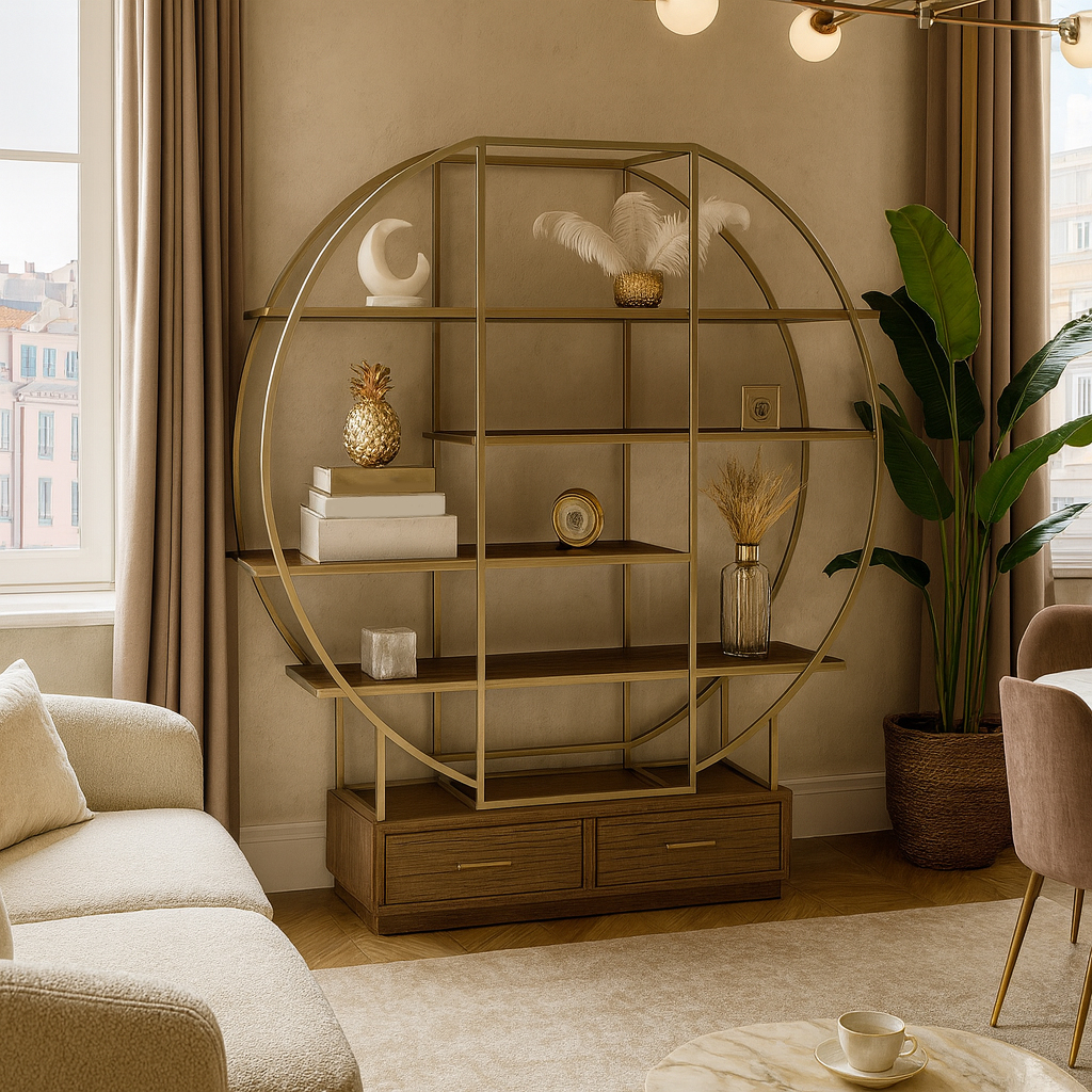 Стеллаж "Сфера Модерн" с деревянными полками Стеллаж "Сфера Модерн" с деревянными полками