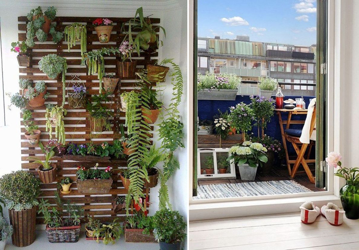 Стильные мелочи и растения оживят ваш балкон,добавив ему красок и сочности