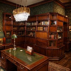 Библиотека-кабинет с дверным проёмом