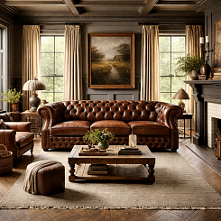 Диван для кабинета "Бостон Мадрас" с раскладным механизмом