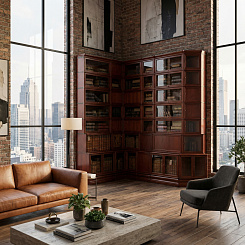 Библиотека угловая в тонировке "махагон"