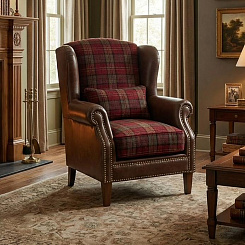 Кресло "Корнер Рэд" с кожаными подлокотниками